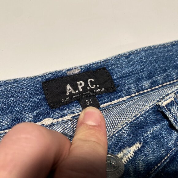 A.P.C. Button-Fly Slim Straight Medium Wash Blue Denim Jeans men's size 31x32 - Picture 4 of 10